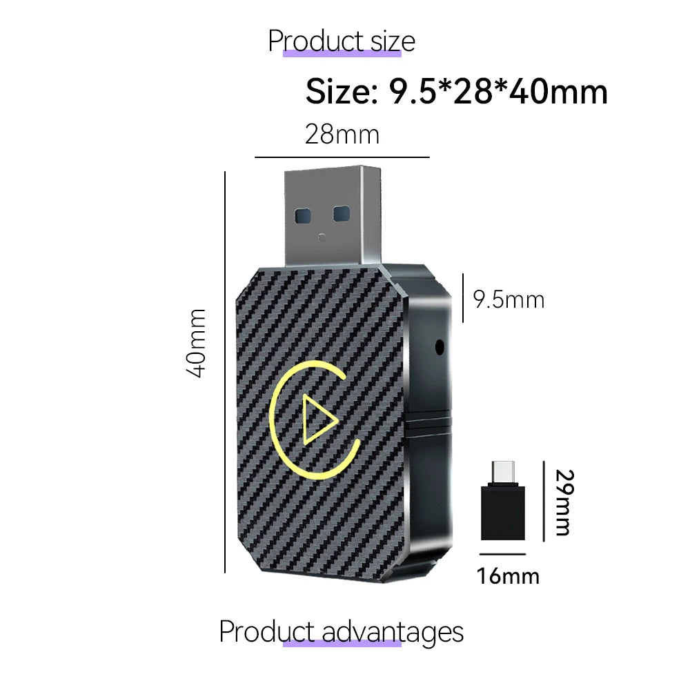 Nouveau Dongle intelligent Carplay et Android Auto 2 en 1, WIFI 5G, connexion rapide, adaptateur sans fil pour Audi VW Hyundai Jeep Benz
