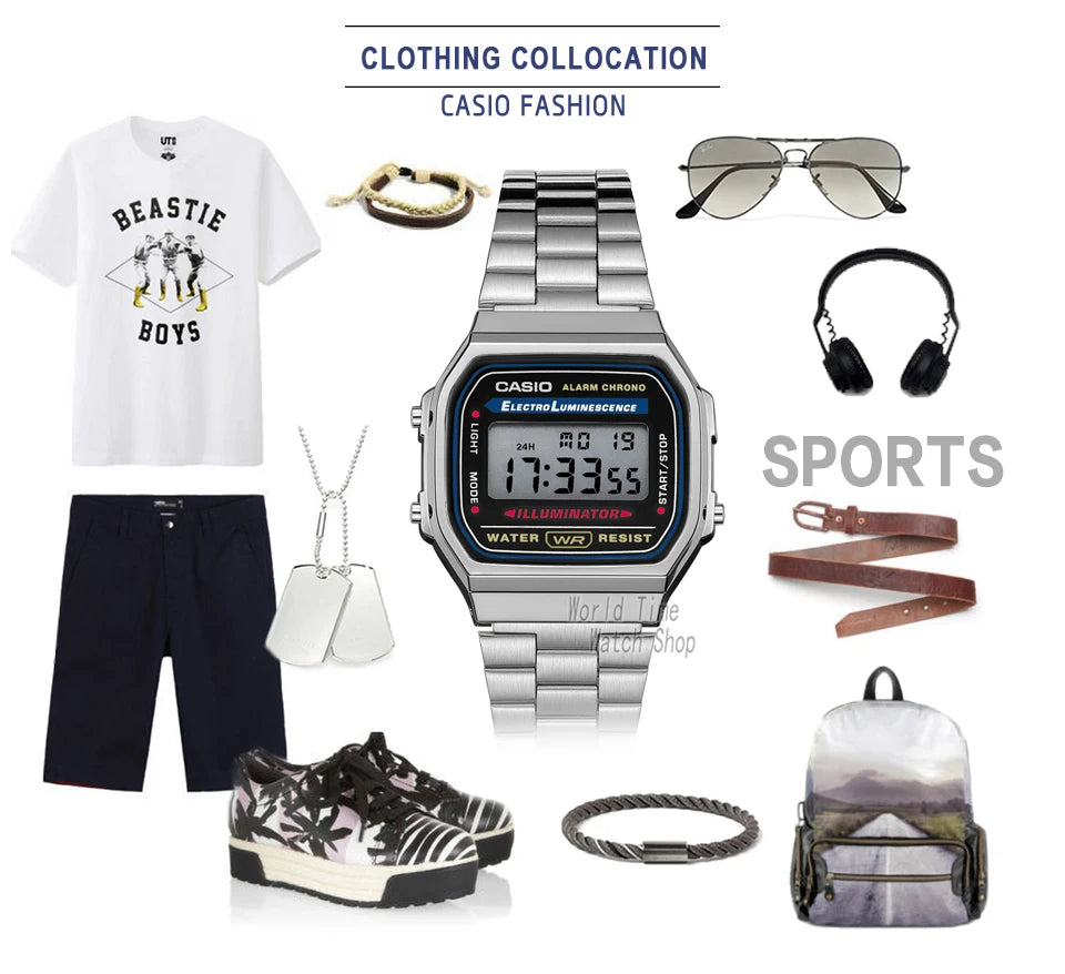 Casio montre argent montre hommes ensemble marque de luxe LED numérique étanche Quartz hommes montre Sport militaire montre-bracelet relogio masculi