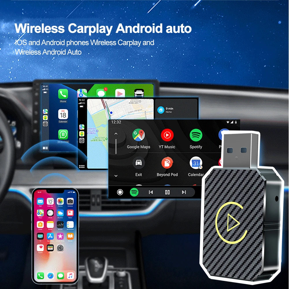Nouveau Dongle intelligent Carplay et Android Auto 2 en 1, WIFI 5G, connexion rapide, adaptateur sans fil pour Audi VW Hyundai Jeep Benz